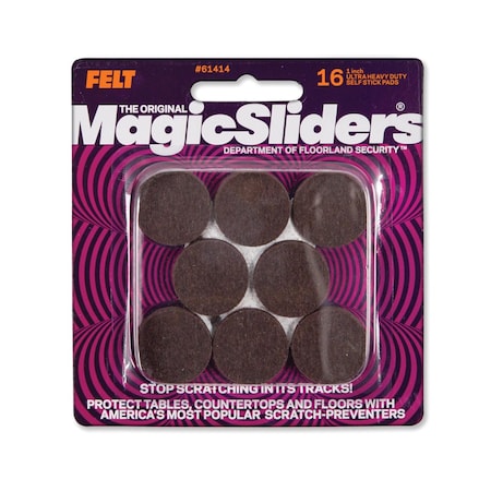 Magic Sliders Magic Sliders Felt Self Adhesive Protective Pads Brown Round 1 in. W X 1 in. L 16 pk 61414